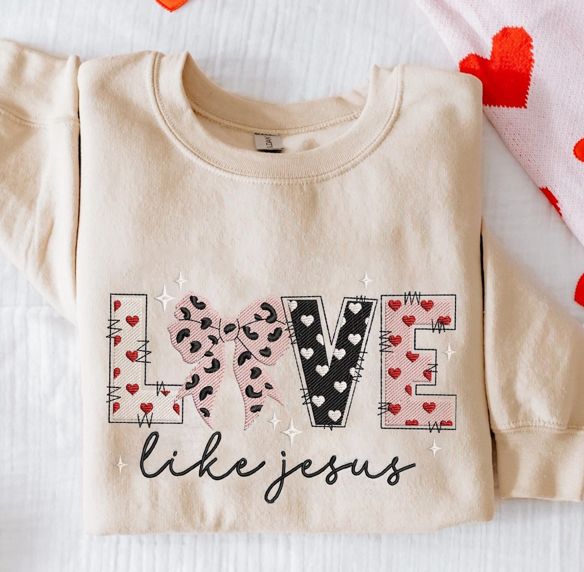 Embroidered Love Like Jesus Sweatshirt, Jesus Embroidered Sweatshirt, Bible Verse Sweatshirt, GEMB03